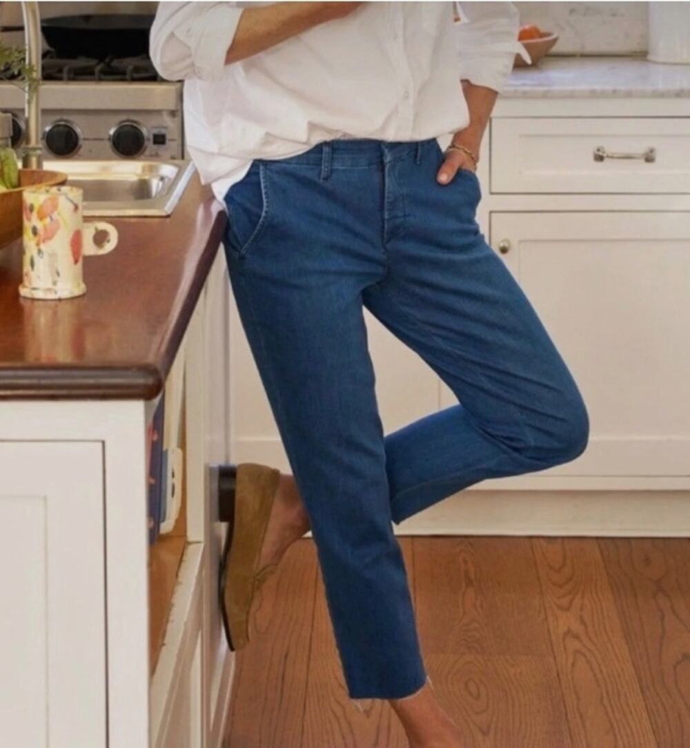 Frank & Eileen Wicklow Italian Performance Denim Chino 1977 Wash Blue Jeans Sz 8